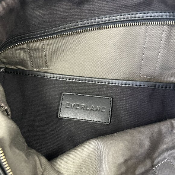 Everlane Gray Black Cotton Blend Tote Bag Purse Shoulder Distressed Flawed - Picture 8 of 9